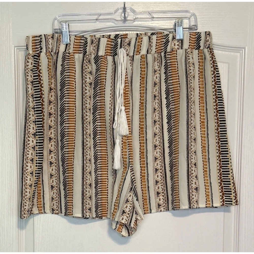 SHEIN VCAY Women Shorts 2XL Striped Tasseled High Rise Lightweight Multicolor